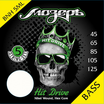 BNH-5МL Hit Drive Комплект струн для 5-струнной бас-гитары, никелевый сплав, 45-125, Мозеръ от магазина Соло в Иркутске