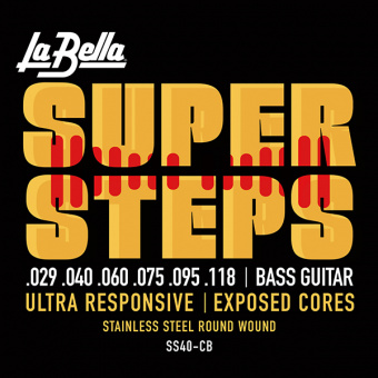 SS40-CB Super Steps Комплект струн для 6-струнной бас-гитары, сталь, 29-118, La Bella от магазина Соло в Иркутске
