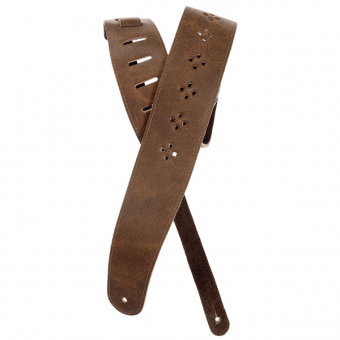 25PRF02 Vented Leather Ремень для гитары, коричневая кожа, рисунок отверстий Diamonds, Planet Waves от магазина Соло в Иркутске