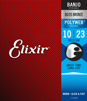 11650 POLYWEB Комплект струн для банджо, Medium, 10-23, Elixir от магазина Соло в Иркутске