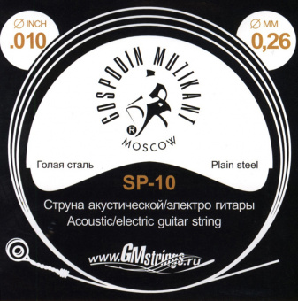SP-10 Отдельная струна, 0,010, сталь ФРГ, Господин Музыкант от магазина Соло в Иркутске
