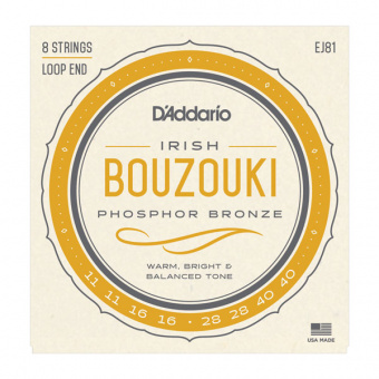 EJ81 Комплект струн для ирландского бузуки, фосфорная бронза, 11-40, D'Addario от магазина Соло в Иркутске