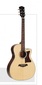 GA28-GT Электро-акустическая гитара, с вырезом, цвет натуральный, с чехлом, Parkwood от магазина Соло в Иркутске