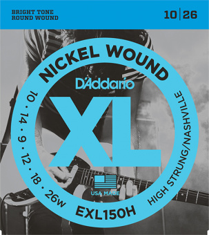 EXL150H Nickel Wound Комплект первых струн для электрогитары, High-Strung/Nashville 10-26, D'Addario от магазина Соло в Иркутске