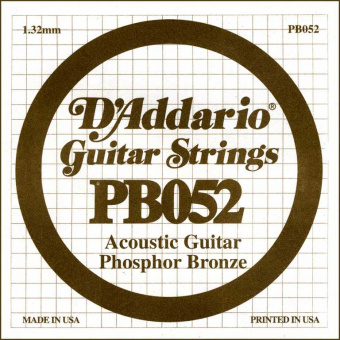 PB052 Phosphor Bronze Отдельная струна для акустической гитары, фосфорная бронза, .052, D'Addario от магазина Соло в Иркутске