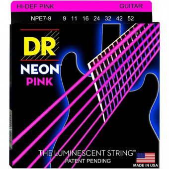 NPE7-9 Neon Pink Комплект струн для 7-струнной электрогитары, никелированные, с покрытием, 9-52, DR от магазина Соло в Иркутске