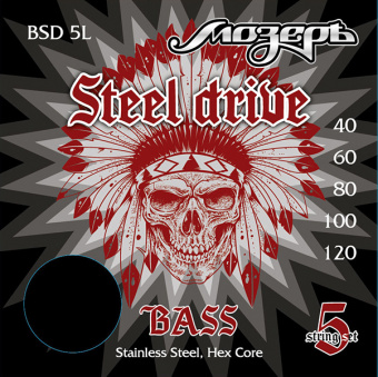 BSD-5L Steel Drive Комплект струн для 5-струнной бас-гитары, сталь, 40-120, Мозеръ от магазина Соло в Иркутске