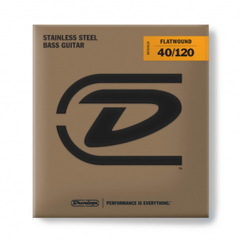 DBFS40120 Flatwound Long Scale Комплект струн для 5-струнной бас-гитары, сталь, 40-120, Dunlop от магазина Соло в Иркутске