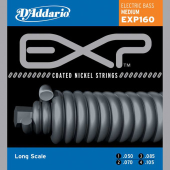 EXP160 Coated Комплект струн для бас-гитары, Medium, 50-105, Long Scale, D'Addario от магазина Соло в Иркутске