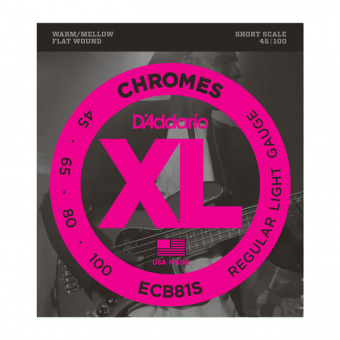 ECB81S Chromes Bass Комплект струн для бас-гитары, Light, 45-100, Short Scale, D'Addario от магазина Соло в Иркутске