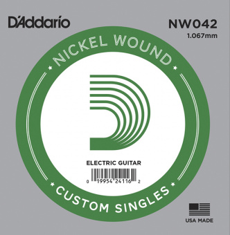 NW042 Nickel Wound Отдельная струна для электрогитары, .042, D'Addario от магазина Соло в Иркутске