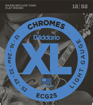 ECG25 Chromes Flat Wound Комплект струн для электрогитары, Light, 12-52, D'Addario от магазина Соло в Иркутске